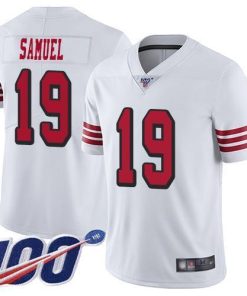 Nike 49ers #19 Deebo Samuel White Rush Stitched NFL Limited 100th Season Jersey
