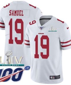 Nike 49ers #19 Deebo Samuel White Super Bowl LIV 2020 Stitched NFL 100th Season Vapor Limited Jersey