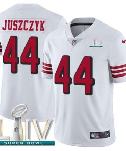 Nike 49ers #44 Kyle Juszczyk White Super Bowl LIV 2020 Rush Stitched NFL Vapor Untouchable Limited Jersey