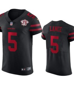 Nike 49ers #5 Trey Lance Black Alternate 75th Anniversary Stitched NFL Vapor Untouchable Elite Jersey