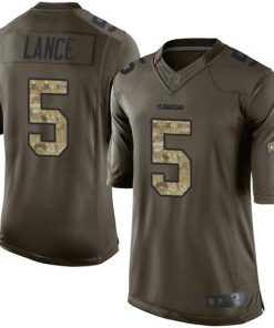 Nike 49ers #5 Trey Lance Green Stitched NFL Limited 2015 Salute To Service Jersey