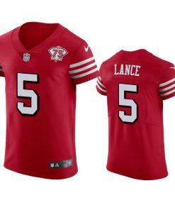 Nike 49ers #5 Trey Lance Red Rush 75th Anniversary Stitched NFL Vapor Untouchable Elite Jersey