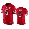 Nike 49ers #5 Trey Lance Red Rush 75th Anniversary Stitched NFL Vapor Untouchable Limited Jersey