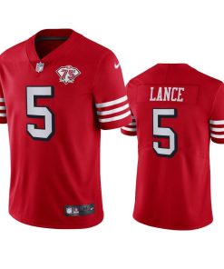 Nike 49ers #5 Trey Lance Red Rush 75th Anniversary Stitched NFL Vapor Untouchable Limited Jersey