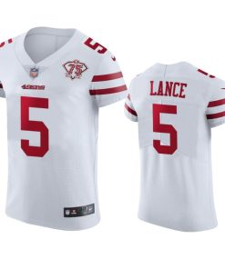 Nike 49ers #5 Trey Lance White 75th Anniversary Stitched NFL Vapor Untouchable Elite Jersey