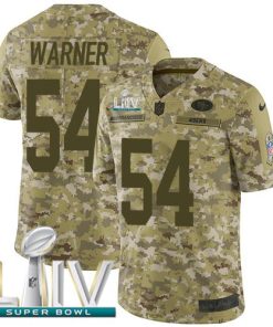 Nike 49ers #54 Fred Warner Camo Super Bowl LIV 2020 Stitched NFL Limited 2018 Salute To Service Jersey