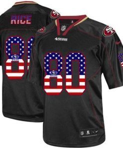 Nike 49ers #80 Jerry Rice Black Stitched NFL Elite USA Flag Fashion Jersey
