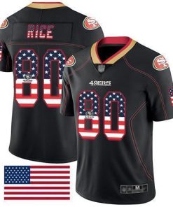 Nike 49ers #80 Jerry Rice Black Stitched NFL Limited Rush USA Flag Jersey