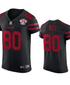Nike 49ers #80 Jerry Rice Black Alternate 75th Anniversary Stitched NFL Vapor Untouchable Elite Jersey