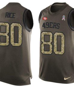 Nike 49ers #80 Jerry Rice Green Stitched NFL Limited Salute To Service Tank Top Jersey