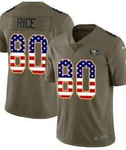 Nike 49ers #80 Jerry Rice Olive/USA Flag Stitched NFL Limited 2017 Salute To Service Jersey
