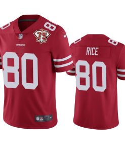 Nike 49ers #80 Jerry Rice Red 75th Anniversary Stitched NFL Vapor Untouchable Limited Jersey