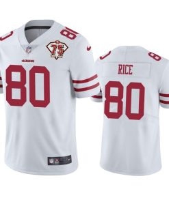 Nike 49ers #80 Jerry Rice White 75th Anniversary Stitched NFL Vapor Untouchable Limited Jersey