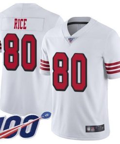 Nike 49ers #80 Jerry Rice White Rush Stitched NFL Limited 100th Season Jersey