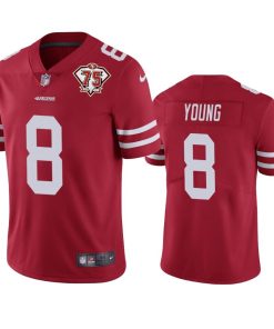 Nike 49ers #8 Steve Young Red 75th Anniversary Stitched NFL Vapor Untouchable Limited Jersey