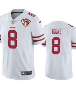 Nike 49ers #8 Steve Young White 75th Anniversary Stitched NFL Vapor Untouchable Limited Jersey