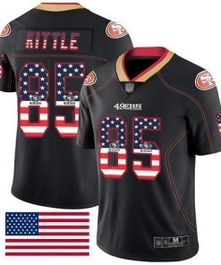 Nike 49ers #85 George Kittle Black Stitched NFL Limited Rush USA Flag Jersey