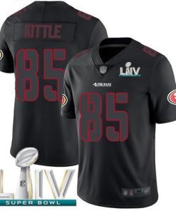 Nike 49ers #85 George Kittle Black Super Bowl LIV 2020 Stitched NFL Limited Rush Impact Jersey