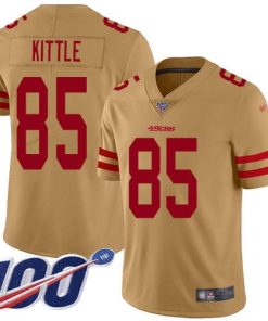 Nike 49ers #85 George Kittle Gold Stitched NFL Limited Inverted Legend 100th Season Jersey