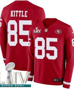 Nike 49ers #85 George Kittle Red Super Bowl LIV 2020 Team Color Stitched NFL Limited Therma Long Sleeve Jersey