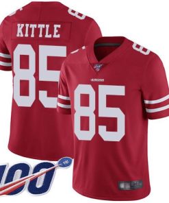 Nike 49ers #85 George Kittle Red Team Color Stitched NFL 100th Season Vapor Limited Jersey