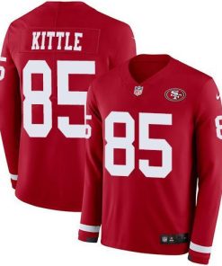 Nike 49ers #85 George Kittle Red Team Color Stitched NFL Limited Therma Long Sleeve Jersey