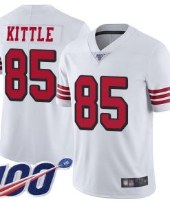 Nike 49ers #85 George Kittle White Rush Stitched NFL Limited 100th Season Jersey