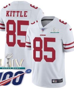 Nike 49ers #85 George Kittle White Super Bowl LIV 2020 Stitched NFL 100th Season Vapor Limited Jersey