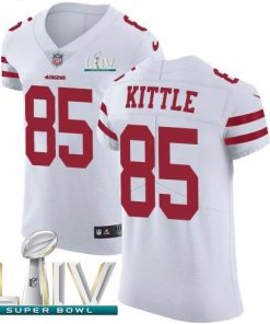 Nike 49ers #85 George Kittle White Super Bowl LIV 2020 Stitched NFL Vapor Untouchable Elite Jersey