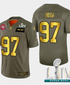 Nike 49ers #97 Nick Bosa Olive Gold Super Bowl LIV 2020 2019 Salute To Service NFL 100 Limited Jersey