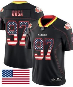 Nike 49ers #97 Nick Bosa Black Stitched NFL Limited Rush USA Flag Jersey