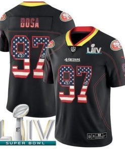 Nike 49ers #97 Nick Bosa Black Super Bowl LIV 2020 Stitched NFL Limited Rush USA Flag Jersey