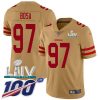 Nike 49ers #97 Nick Bosa Gold Super Bowl LIV 2020 Stitched NFL Limited Inverted Legend 100th Season Jersey