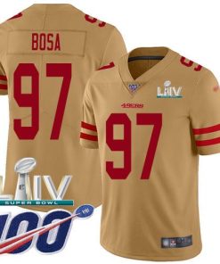 Nike 49ers #97 Nick Bosa Gold Super Bowl LIV 2020 Stitched NFL Limited Inverted Legend 100th Season Jersey