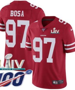 Nike 49ers #97 Nick Bosa Red Super Bowl LIV 2020 Team Color Stitched NFL 100th Season Vapor Limited Jersey
