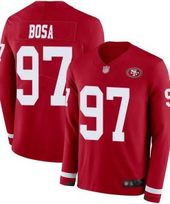 Nike 49ers #97 Nick Bosa Red Team Color Stitched NFL Limited Therma Long Sleeve Jersey