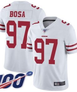 Nike 49ers #97 Nick Bosa White Stitched NFL 100th Season Vapor Limited Jersey