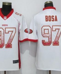 Nike 49ers #97 Nick Bosa White Stitched NFL Limited Rush Drift Fashion Jersey