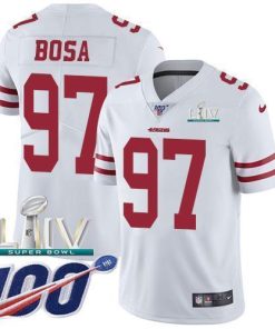 Nike 49ers #97 Nick Bosa White Super Bowl LIV 2020 Stitched NFL 100th Season Vapor Limited Jersey
