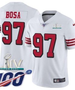 Nike 49ers #97 Nick Bosa White Super Bowl LIV 2020 Rush Stitched NFL Limited 100th Season Jersey