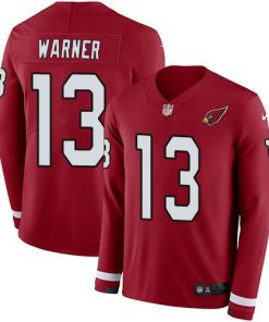 Nike Arizona Cardinals #13 Kurt Warner Red Team Color Stitched NFL Limited Therma Long Sleeve Jersey