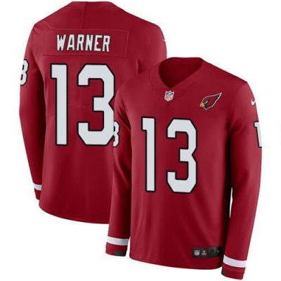 Nike Arizona Cardinals #13 Kurt Warner Red Team Color Stitched NFL Limited Therma Long Sleeve Jersey