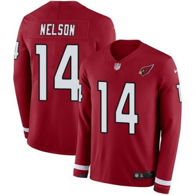 Nike Arizona Cardinals #14 J.J. Nelson Red Team Color Stitched NFL Limited Therma Long Sleeve Jersey