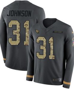 Nike Arizona Cardinals #31 David Johnson Anthracite Salute to Service Stitched NFL Limited Therma Long Sleeve Jersey
