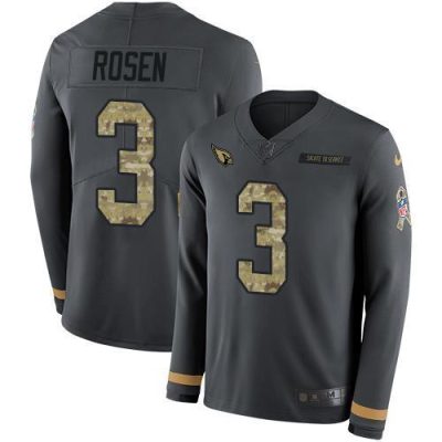 Nike Arizona Cardinals #3 Josh Rosen Anthracite Salute to Service Stitched NFL Limited Therma Long Sleeve Jersey
