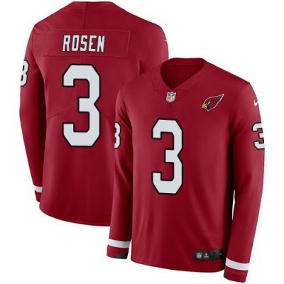 Nike Arizona Cardinals #3 Josh Rosen Red Team Color Stitched NFL Limited Therma Long Sleeve Jersey