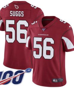 Nike Arizona Cardinals #56 Terrell Suggs Red Team Color Stitched NFL 100th Season Vapor Limited Jersey
