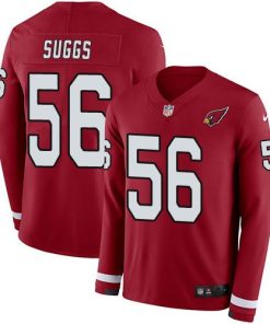 Nike Arizona Cardinals #56 Terrell Suggs Red Team Color Stitched NFL Limited Therma Long Sleeve Jersey