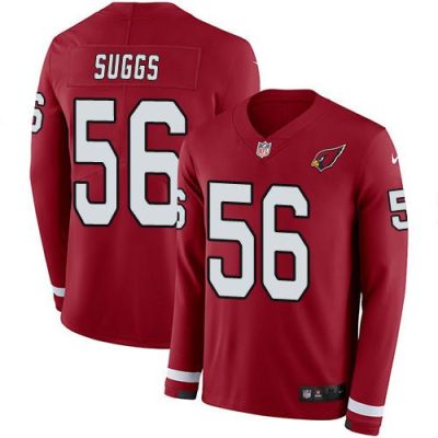 Nike Arizona Cardinals #56 Terrell Suggs Red Team Color Stitched NFL Limited Therma Long Sleeve Jersey