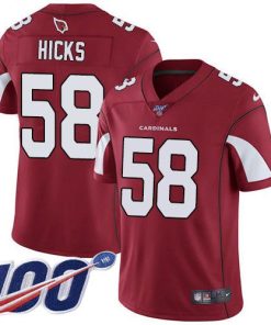 Nike Arizona Cardinals #58 Jordan Hicks Red Team Color Stitched NFL 100th Season Vapor Limited Jersey
